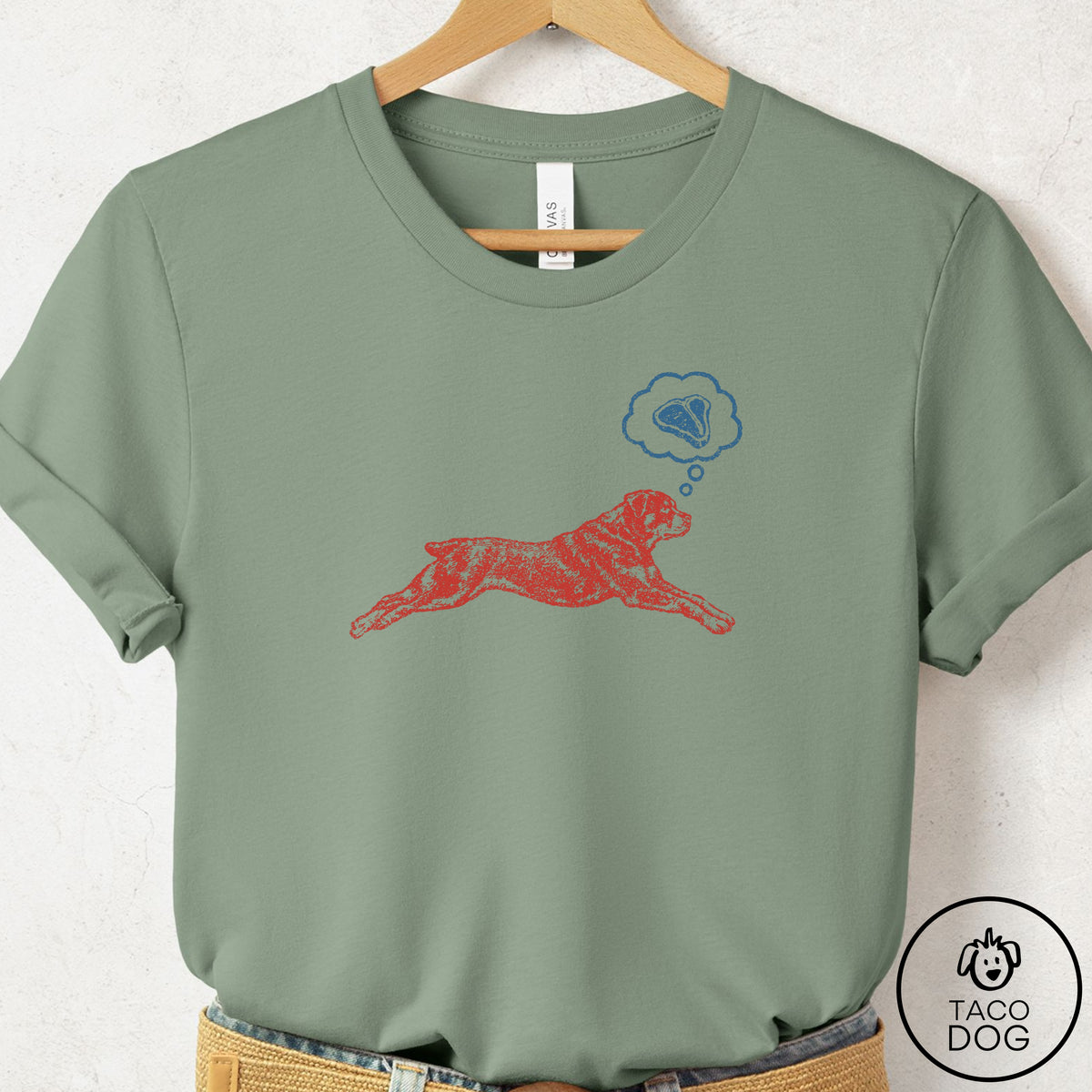 Rottweiler Daydream T-Shirt Sage Taco-Dog