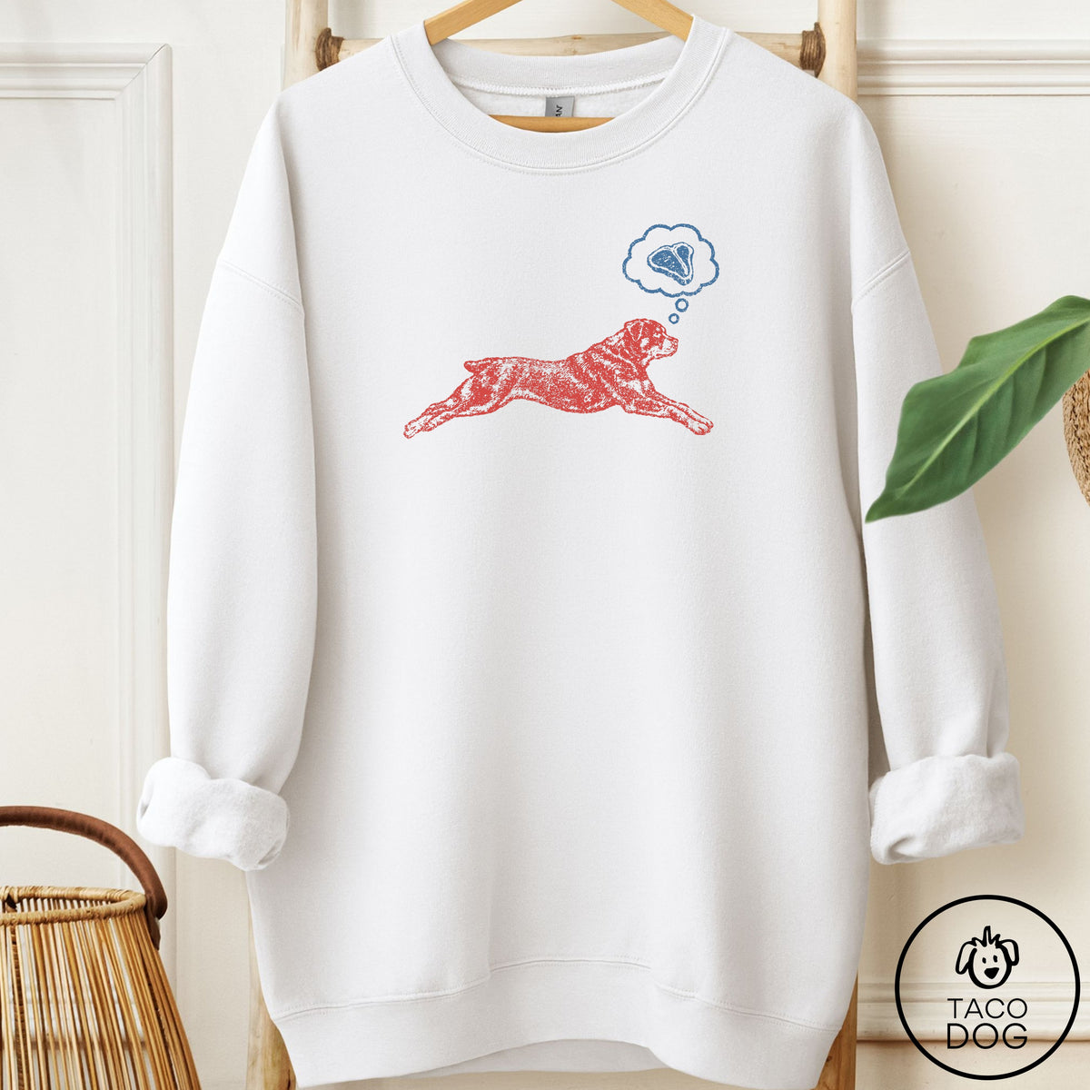 Rottweiler Daydream Sweatshirt White Taco-Dog