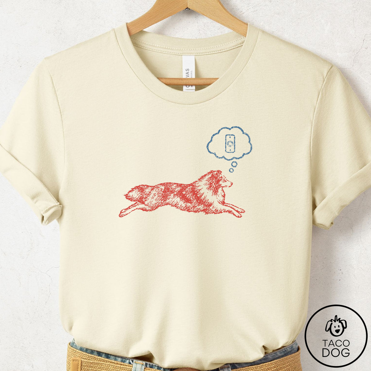 Shetland Sheepdog Daydream T-Shirt Natural Taco-Dog