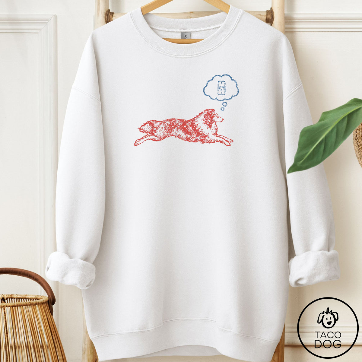 Shetland Sheepdog Daydream Sweatshirt White Taco-Dog