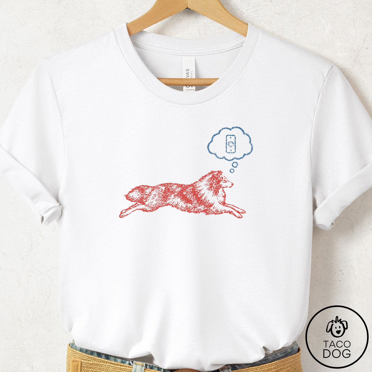 Shetland Sheepdog Daydream T-Shirt White Taco-Dog