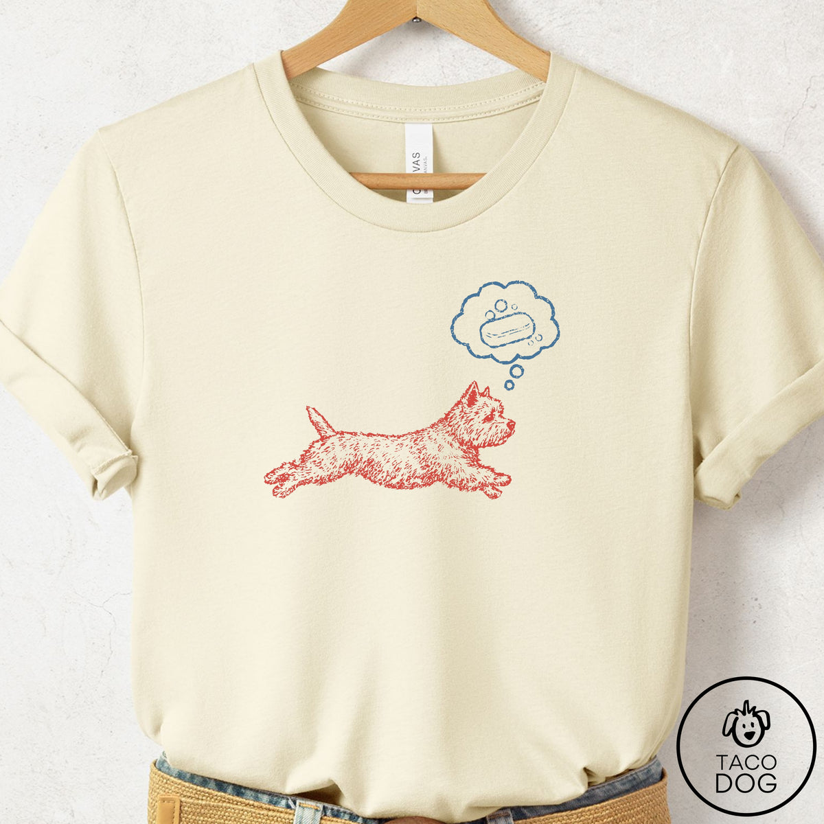 Westie Daydream T-Shirt Natural Taco-Dog