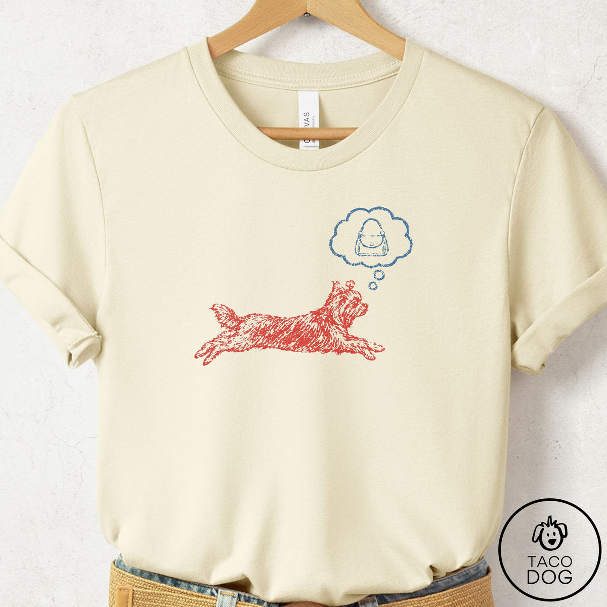 Yorkshire Terrier Yorkie Daydream T-Shirt Natural Taco-Dog
