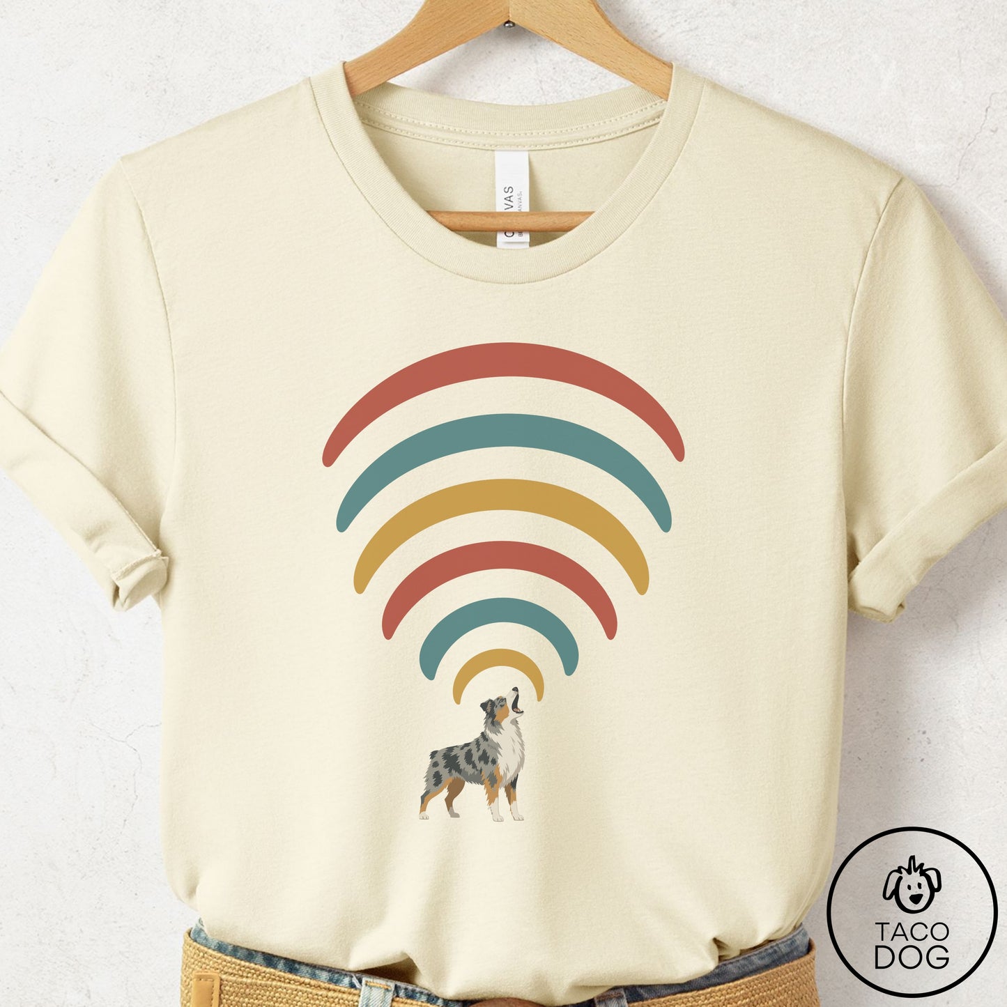 Australian Shepherd Decibel T-Shirt Natural Taco-Dog