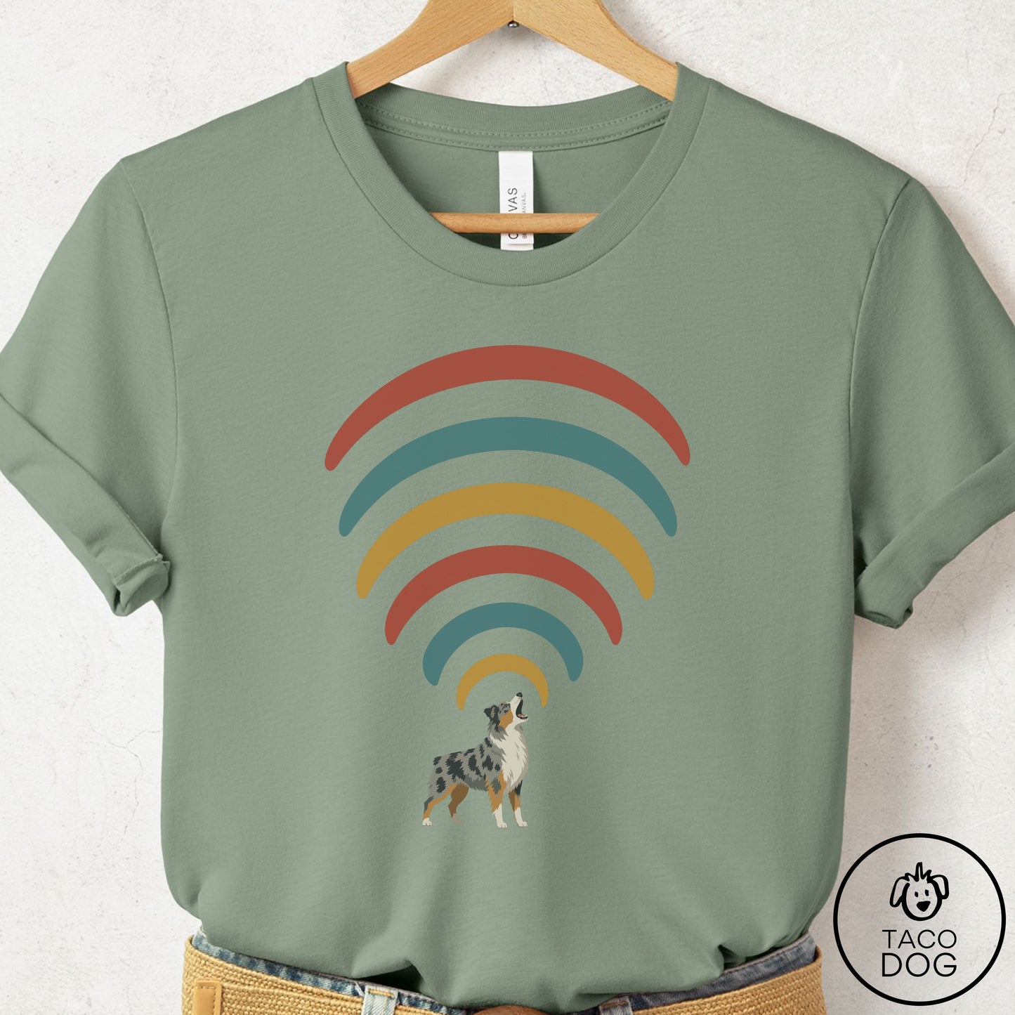 Australian Shepherd Decibel T-Shirt Sage Taco-Dog