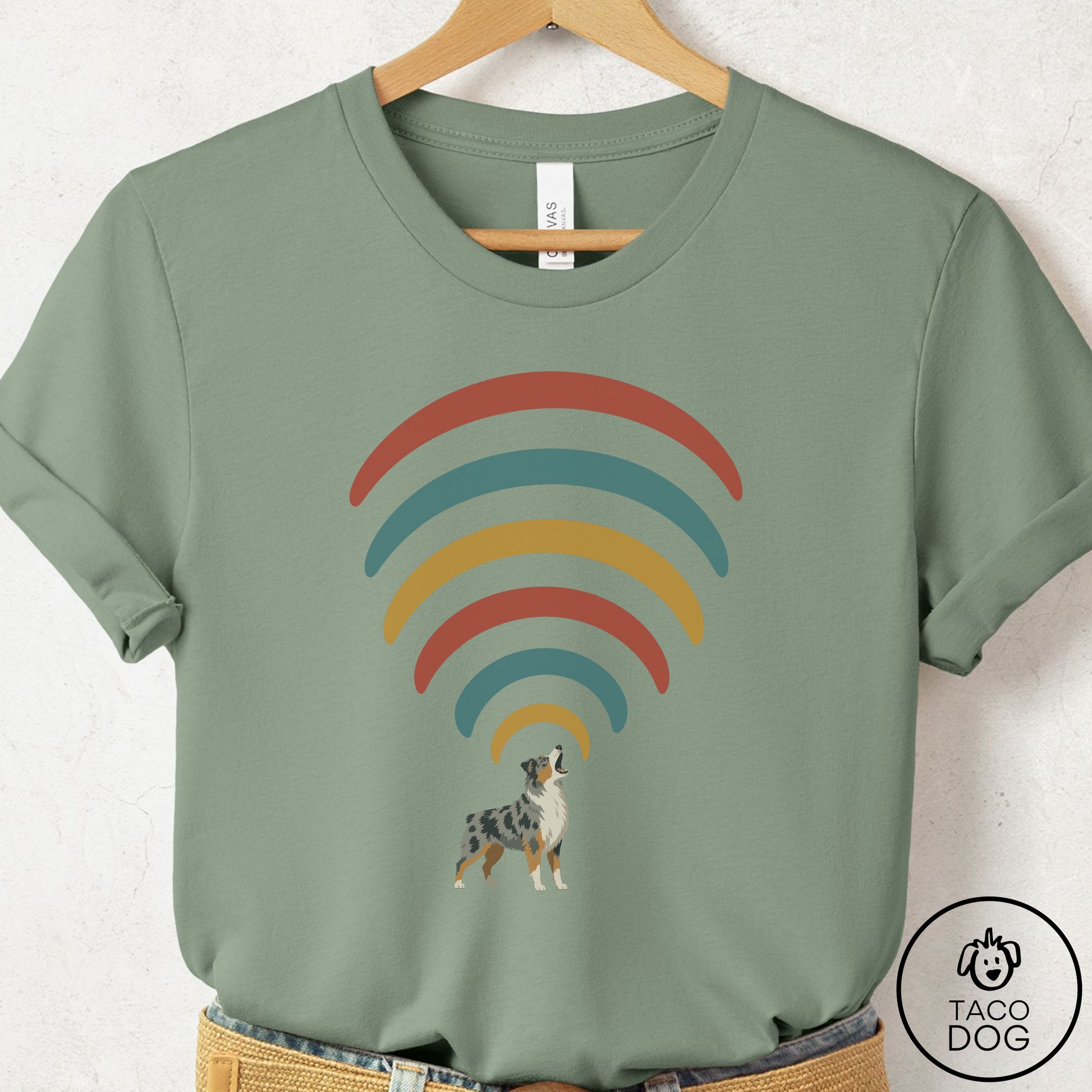 Australian Shepherd Decibel T-Shirt Sage Taco-Dog