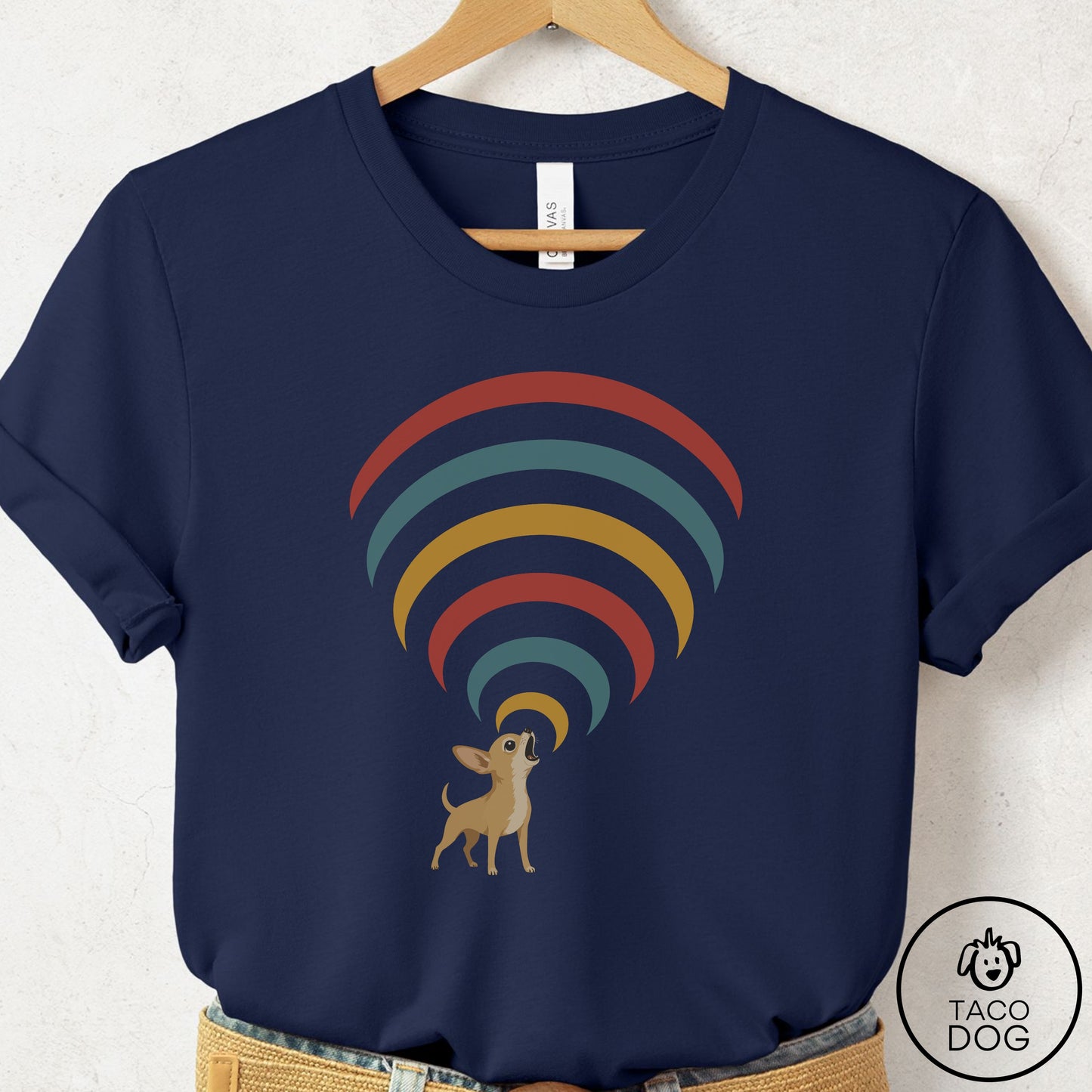 Chihuahua Decibel T-Shirt Navy Taco-Dog