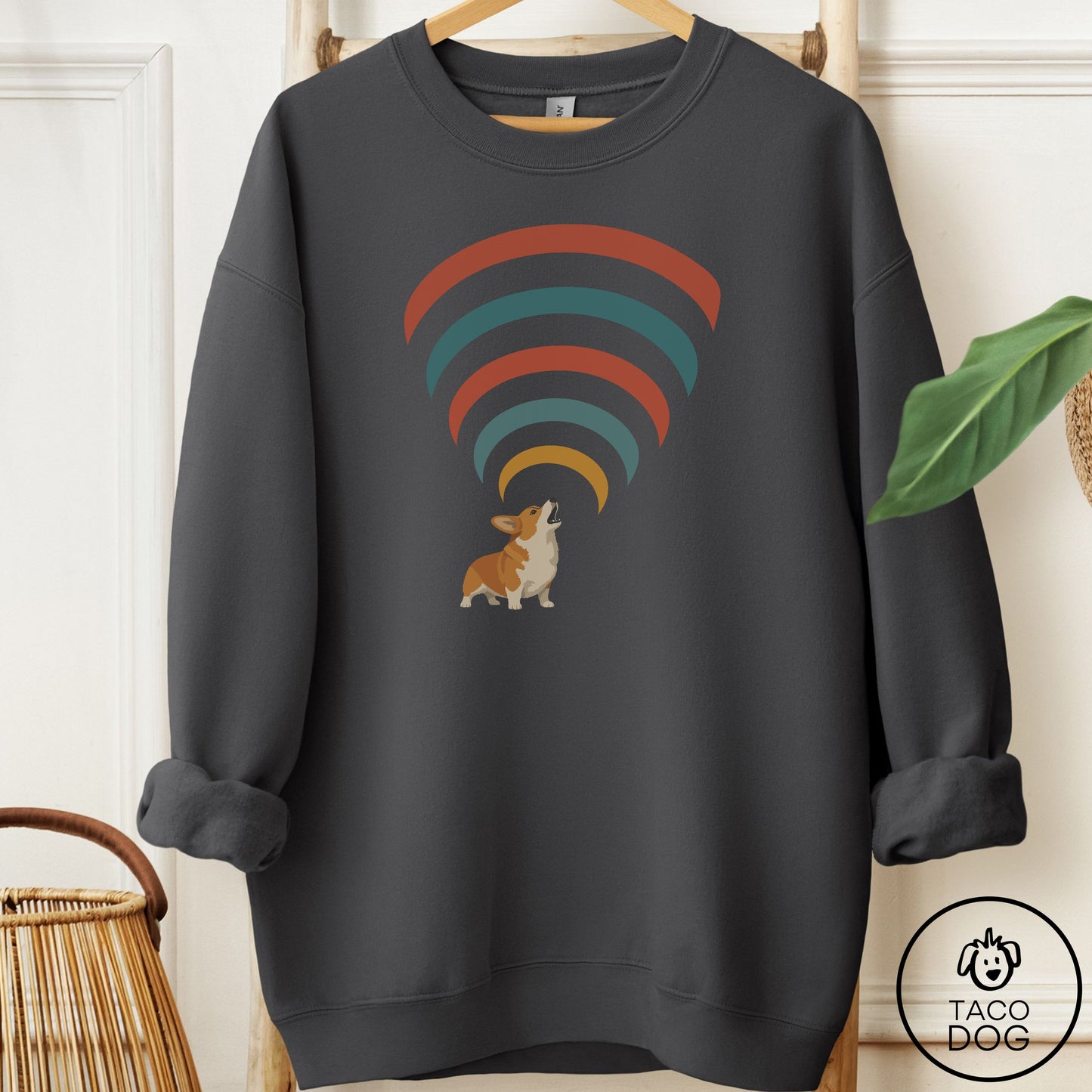Corgi Decibel Sweatshirt Charcoal Taco-Dog