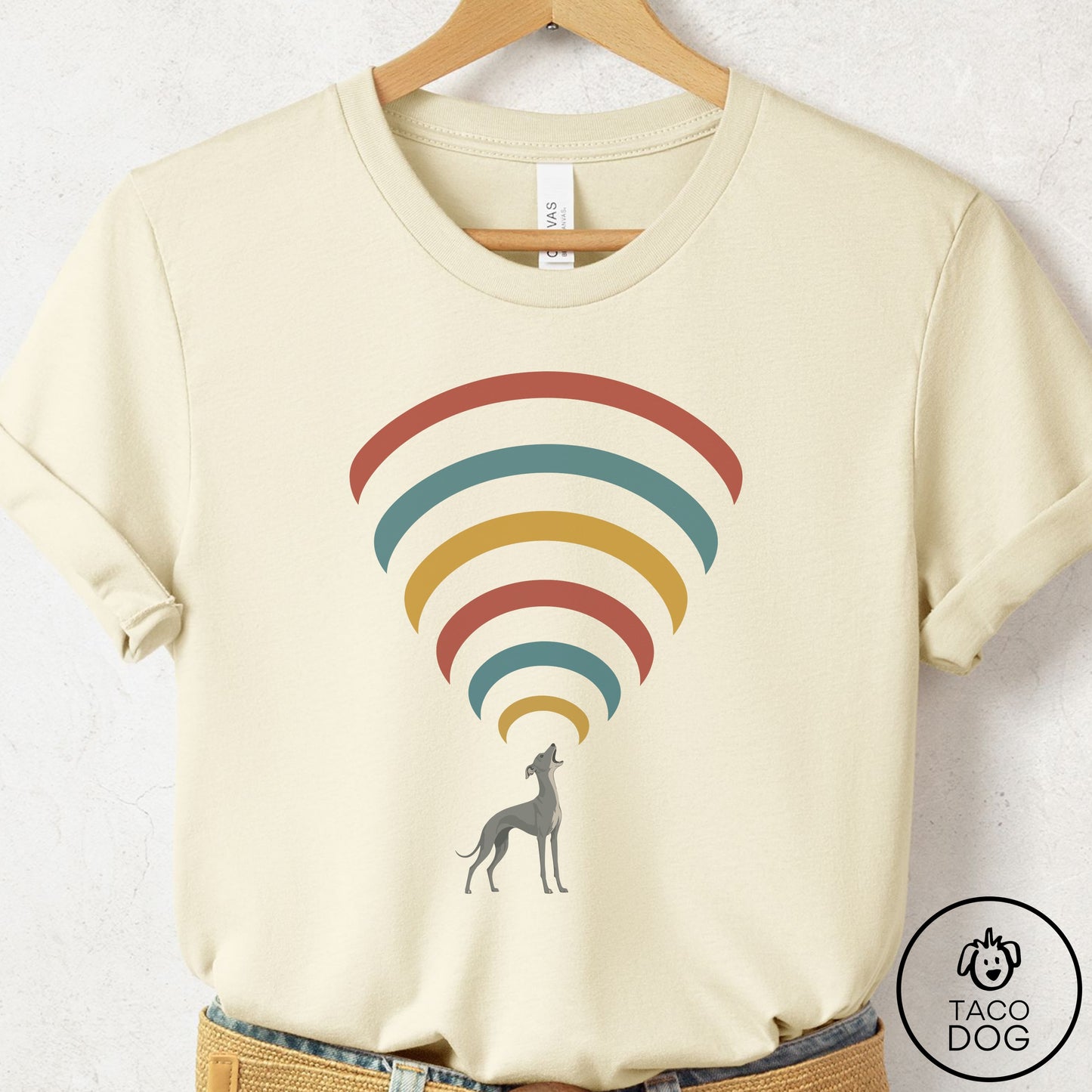 Italian Greyhound Whippet Decibel T-Shirt Natural Taco-Dog