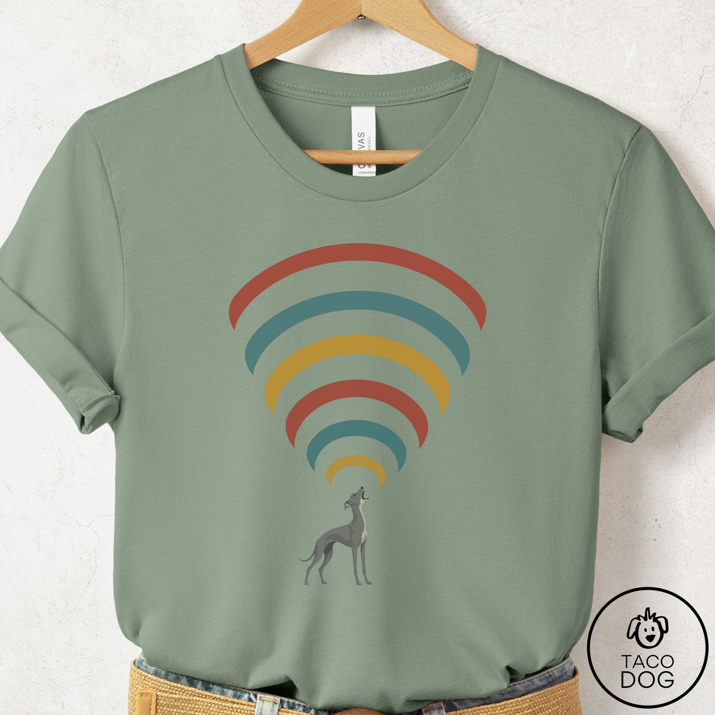 Italian Greyhound Whippet Decibel T-Shirt Sage Taco-Dog