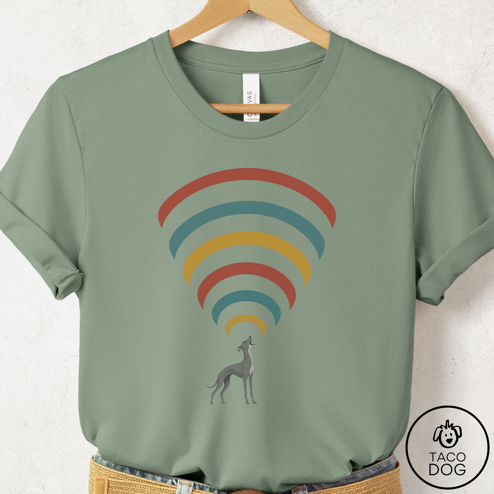 Italian Greyhound Whippet Decibel T-Shirt Sage Taco-Dog