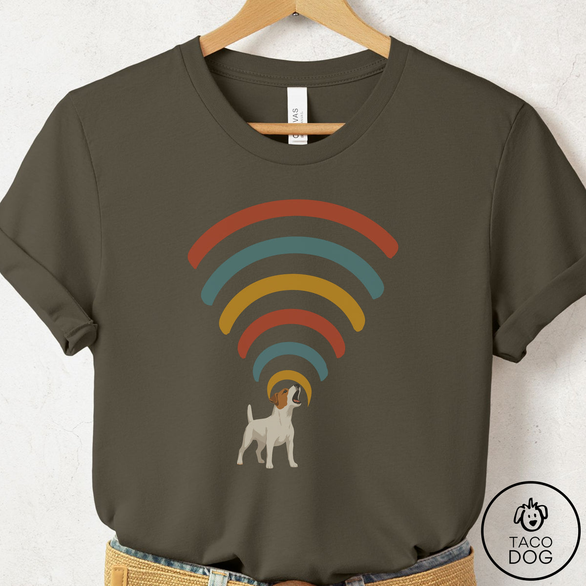 Jack Russell Decibel T-Shirt Army Taco-Dog