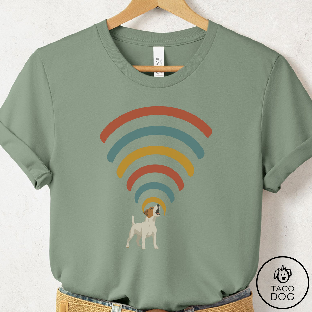 Jack Russell Decibel T-Shirt Sage Taco-Dog