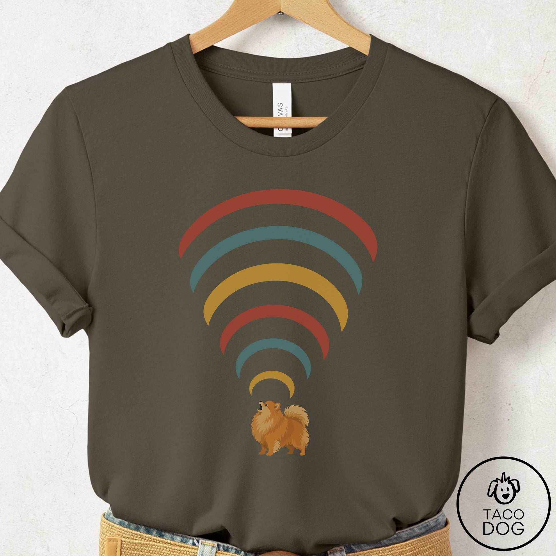 Pomeranian Decibel T-Shirt Army Taco-Dog