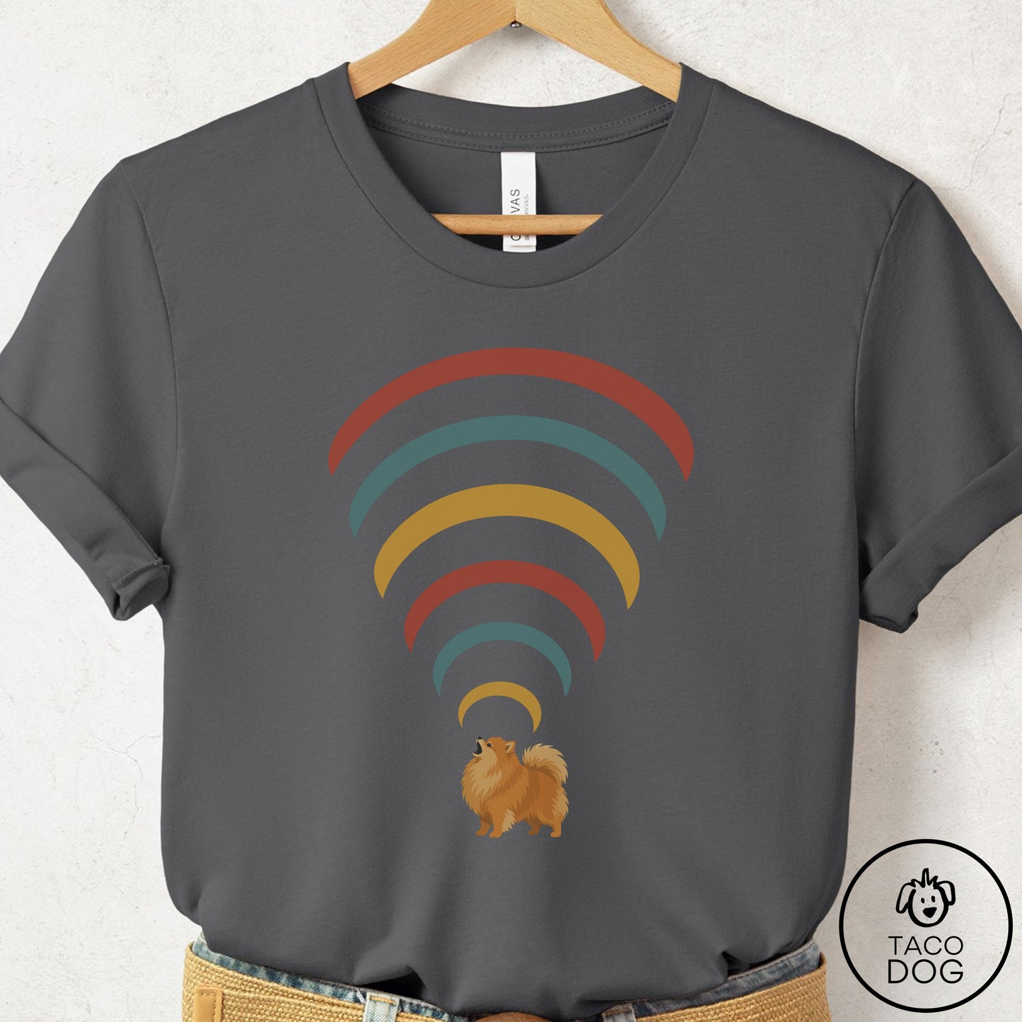 Pomeranian Decibel T-Shirt Asphalt Taco-Dog