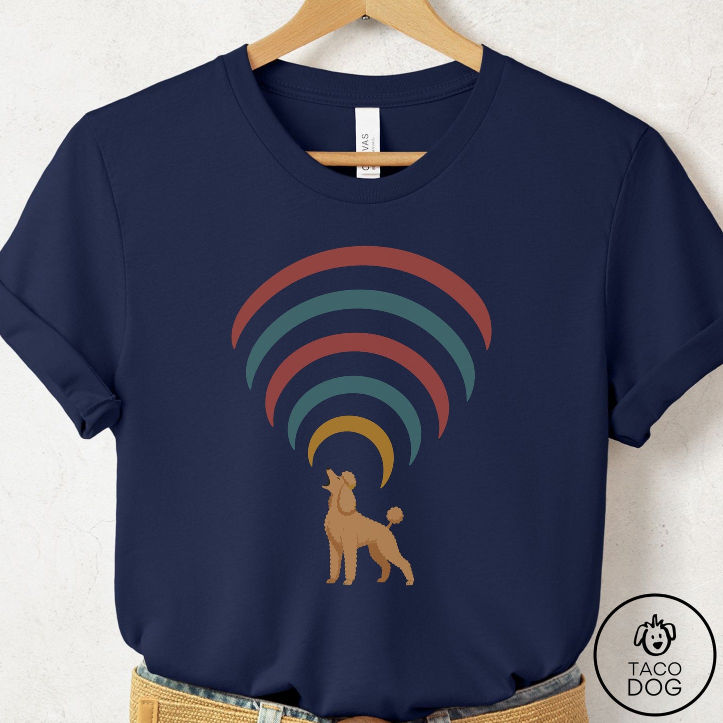 Poodle Decibel T-Shirt Navy Taco-Dog