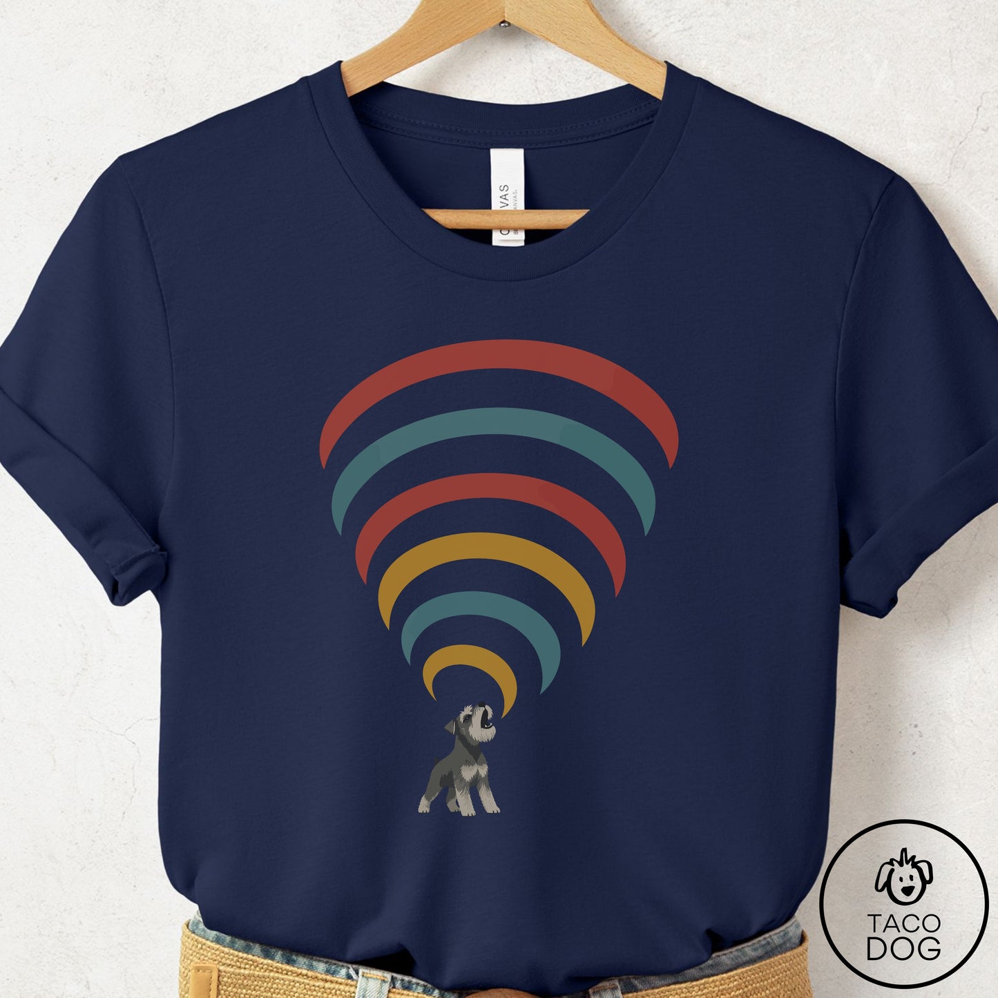 Schnauzer Decibel T-Shirt Navy Taco-Dog