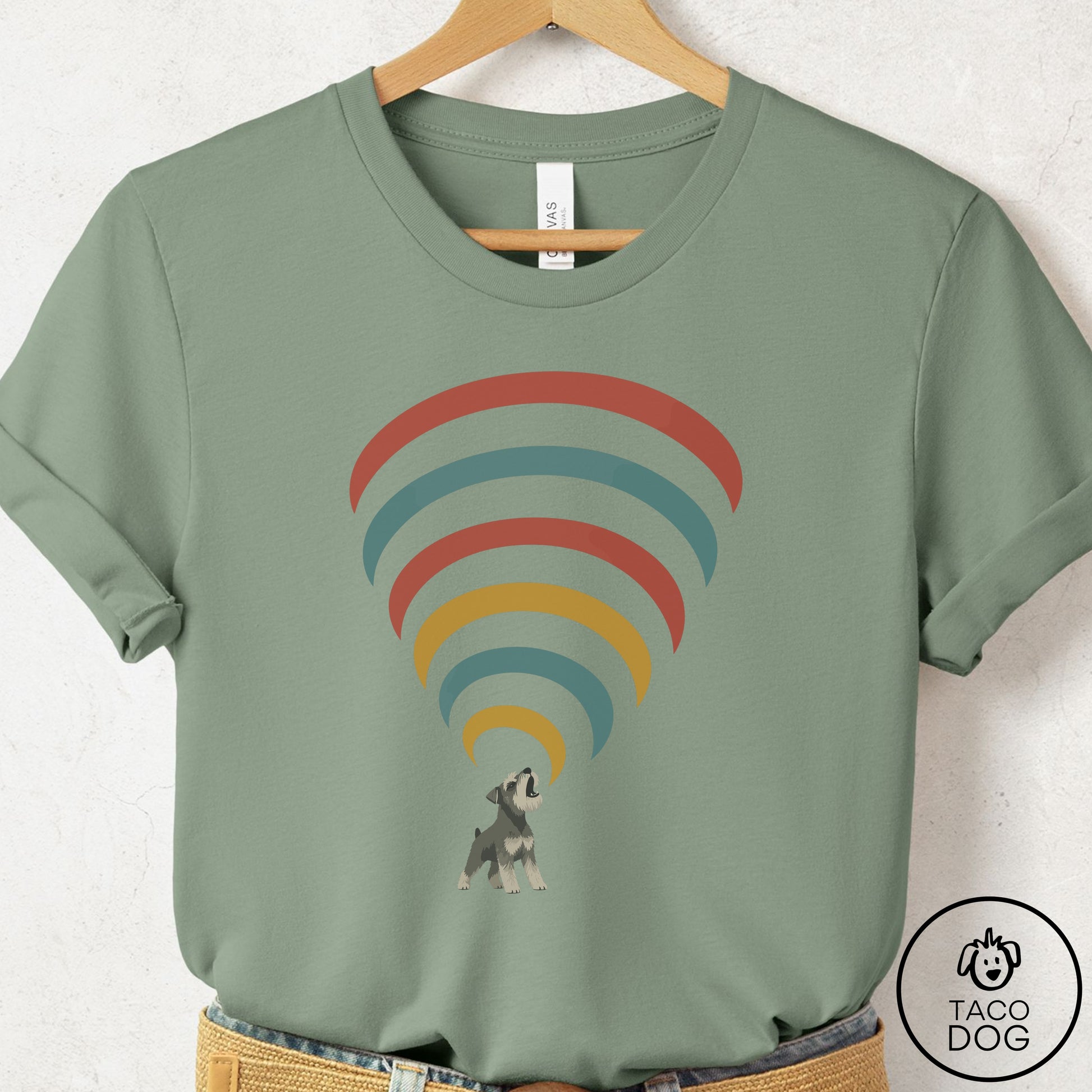 Schnauzer Decibel T-Shirt Sage Taco-Dog