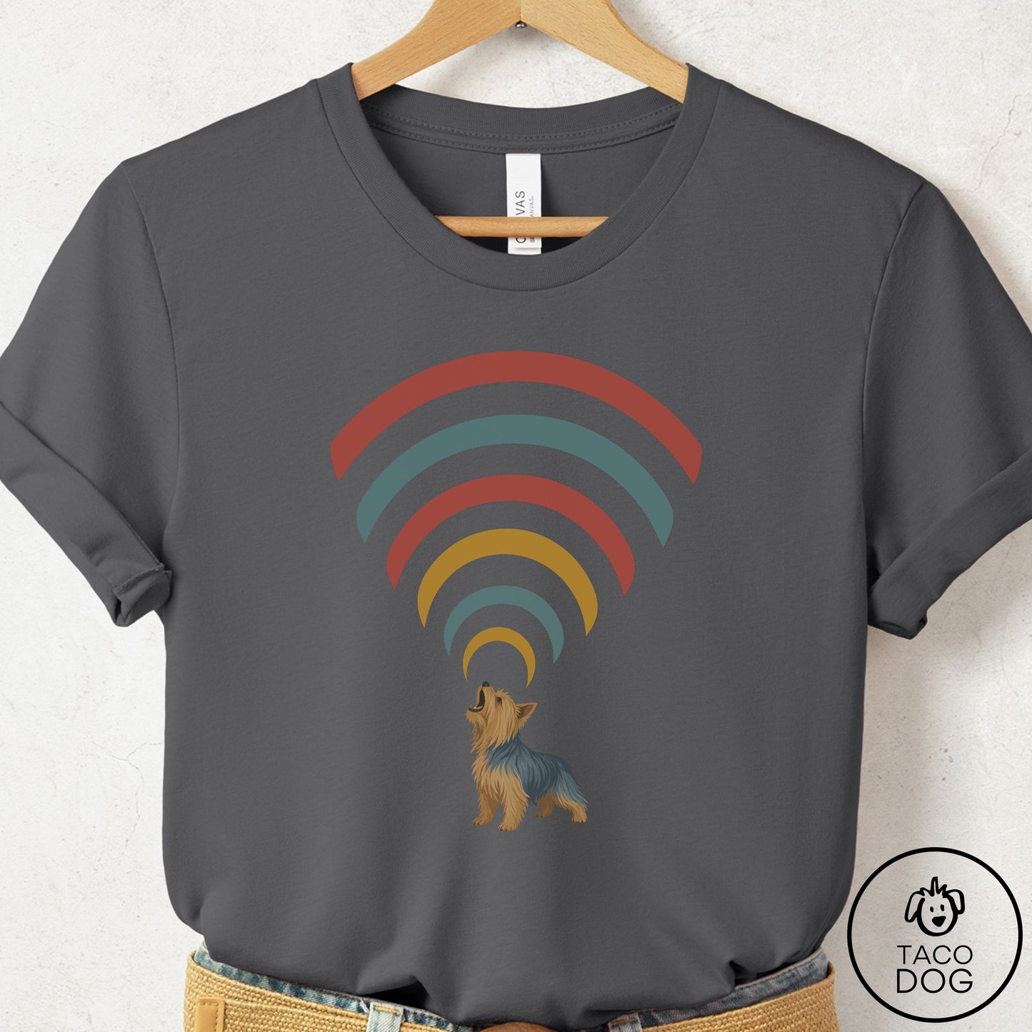 Yorkshire Terrier Yorkie Decibel T-Shirt Asphalt Taco-Dog