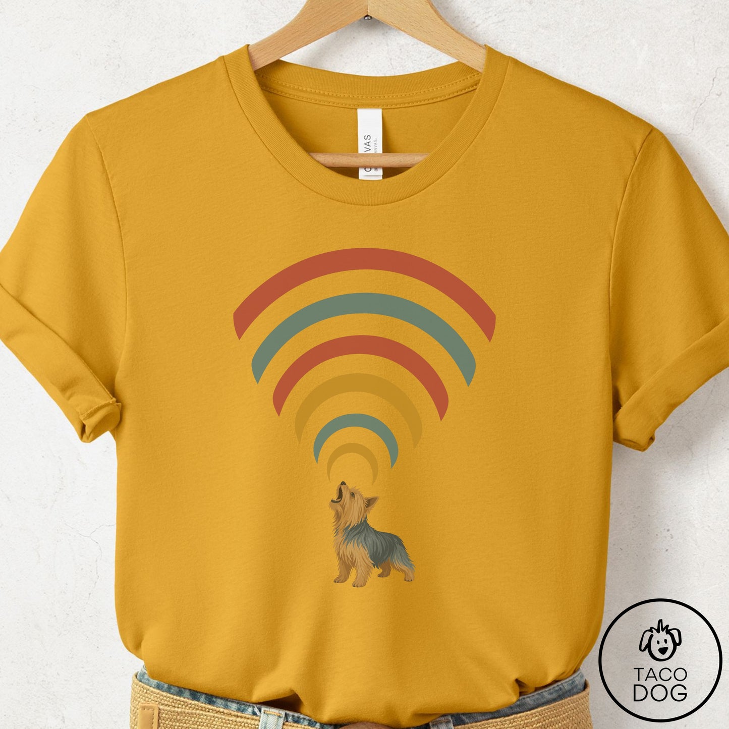 Yorkshire Terrier Yorkie Decibel T-Shirt Mustard Taco-Dog