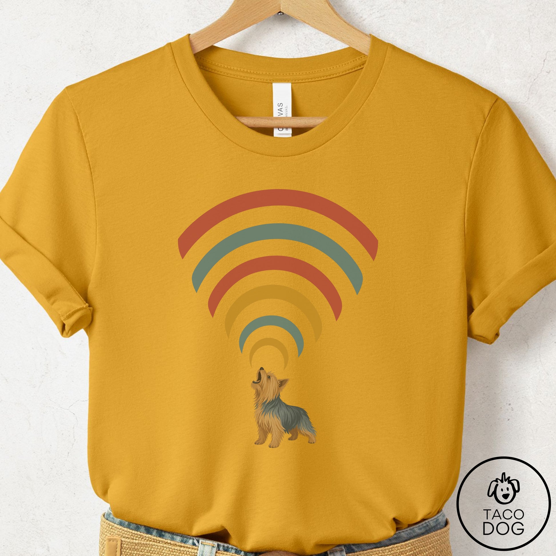 Yorkshire Terrier Yorkie Decibel T-Shirt Mustard Taco-Dog