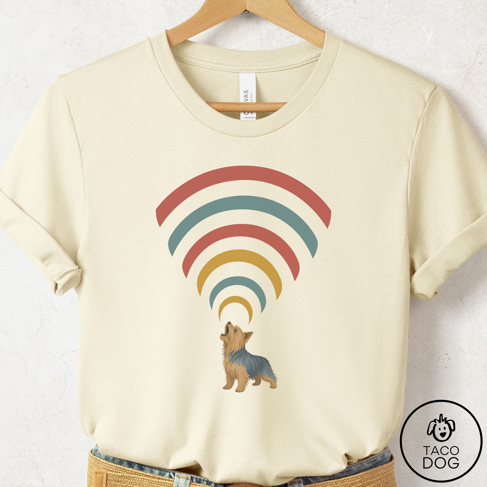 Yorkshire Terrier Yorkie Decibel T-Shirt Natural Taco-Dog