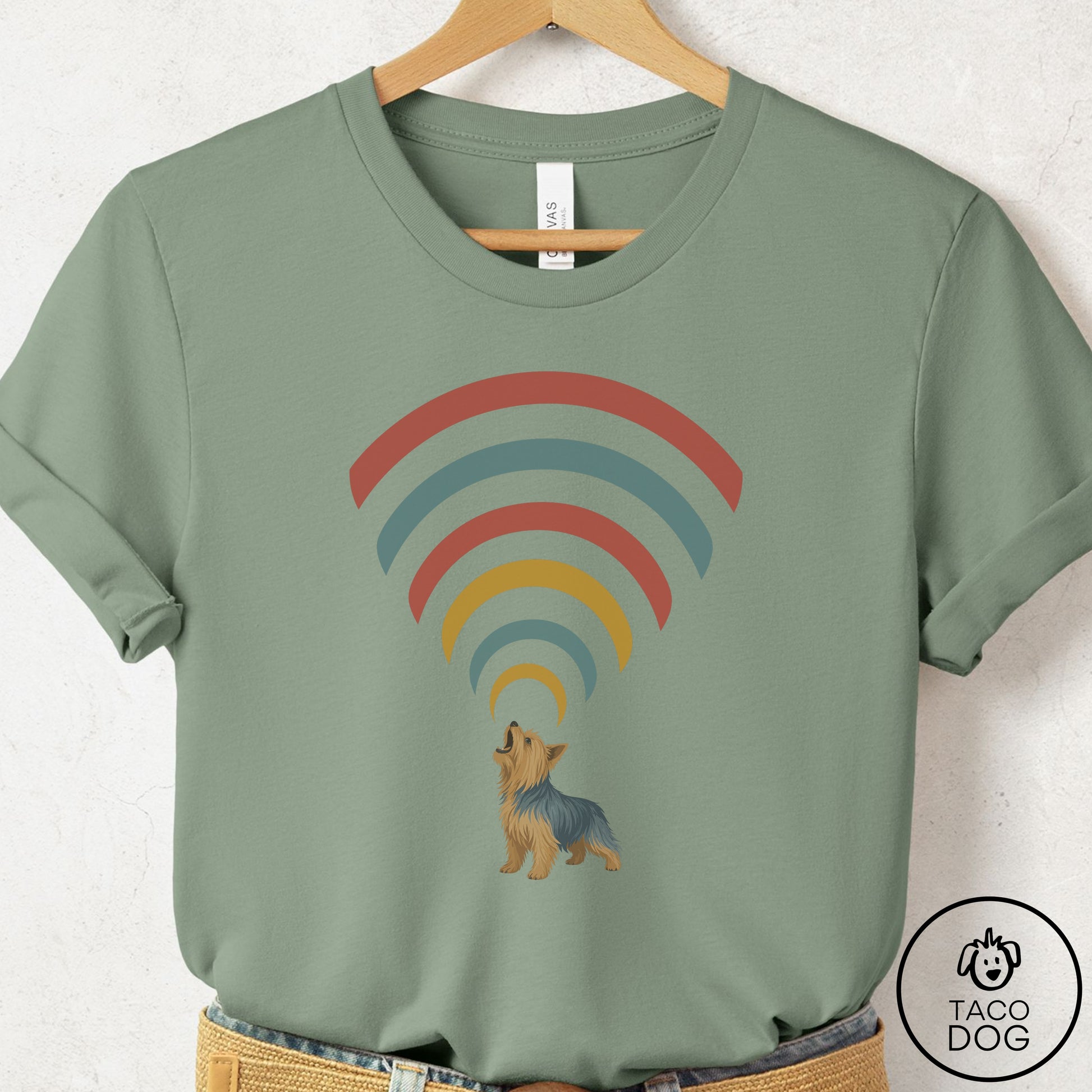 Yorkshire Terrier Yorkie Decibel T-Shirt Sage Taco-Dog