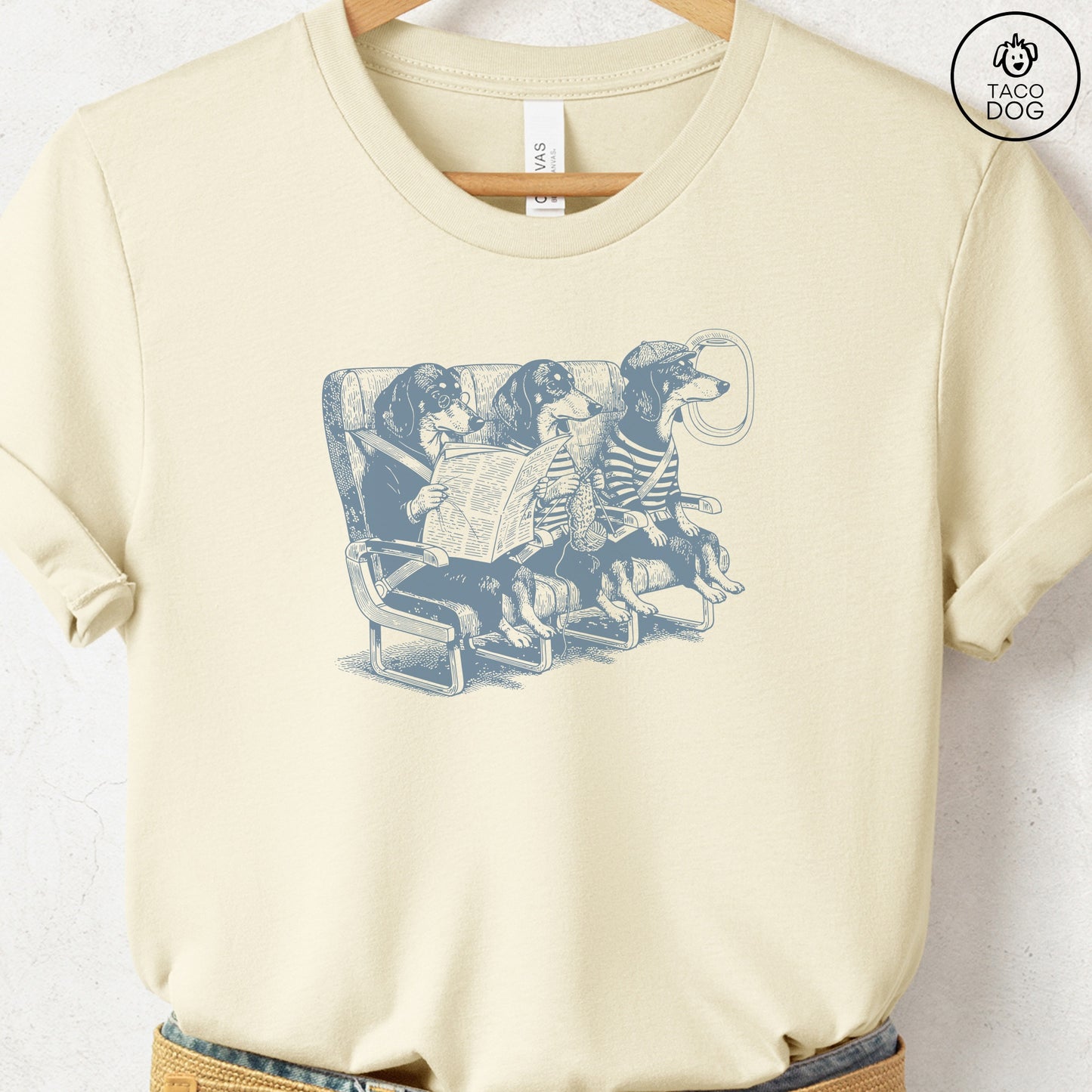 Dachshund Departures T-Shirt Natural S Taco-Dog