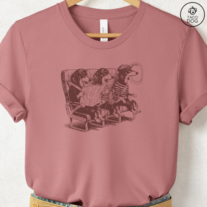 Dachshund Departures T-Shirt Heather Mauve S Taco-Dog