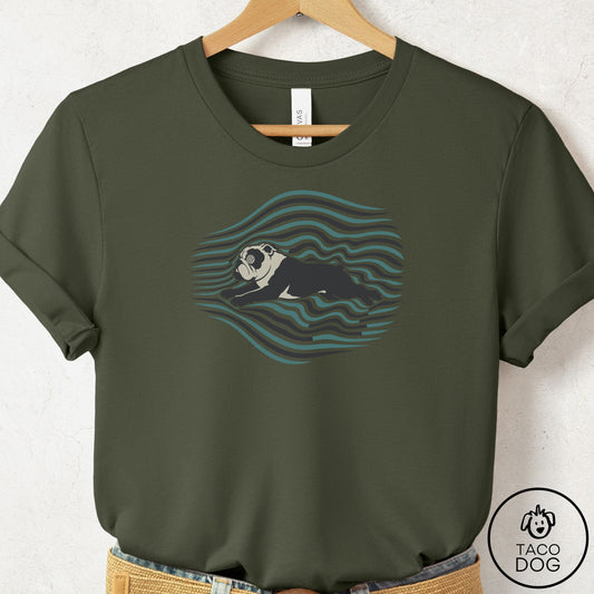 English Bulldog Disturbance T-Shirt Military Green Taco-Dog