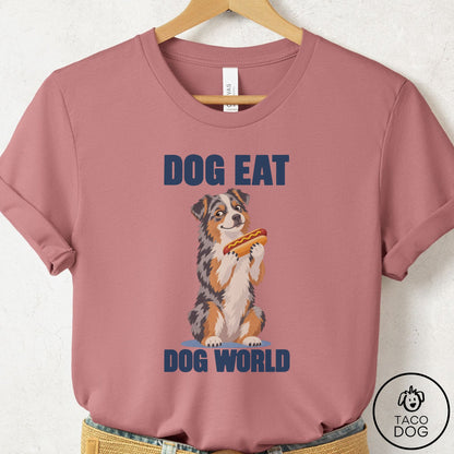 Australian Shepherd Dog Eat Dog T-Shirt Mauve Taco-Dog