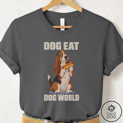 Basset Hound Dog Eat Dog T-Shirt Asphalt Taco-Dog