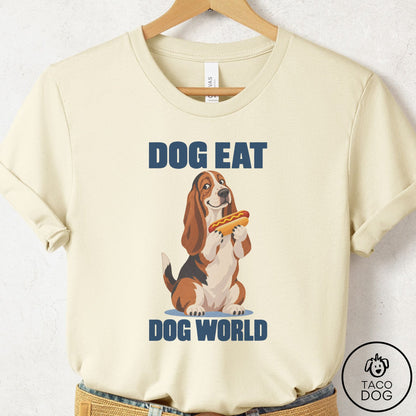 Basset Hound Dog Eat Dog T-Shirt Natural Taco-Dog