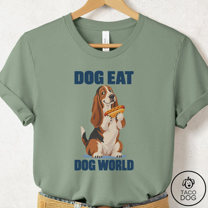 Basset Hound Dog Eat Dog T-Shirt Sage Taco-Dog