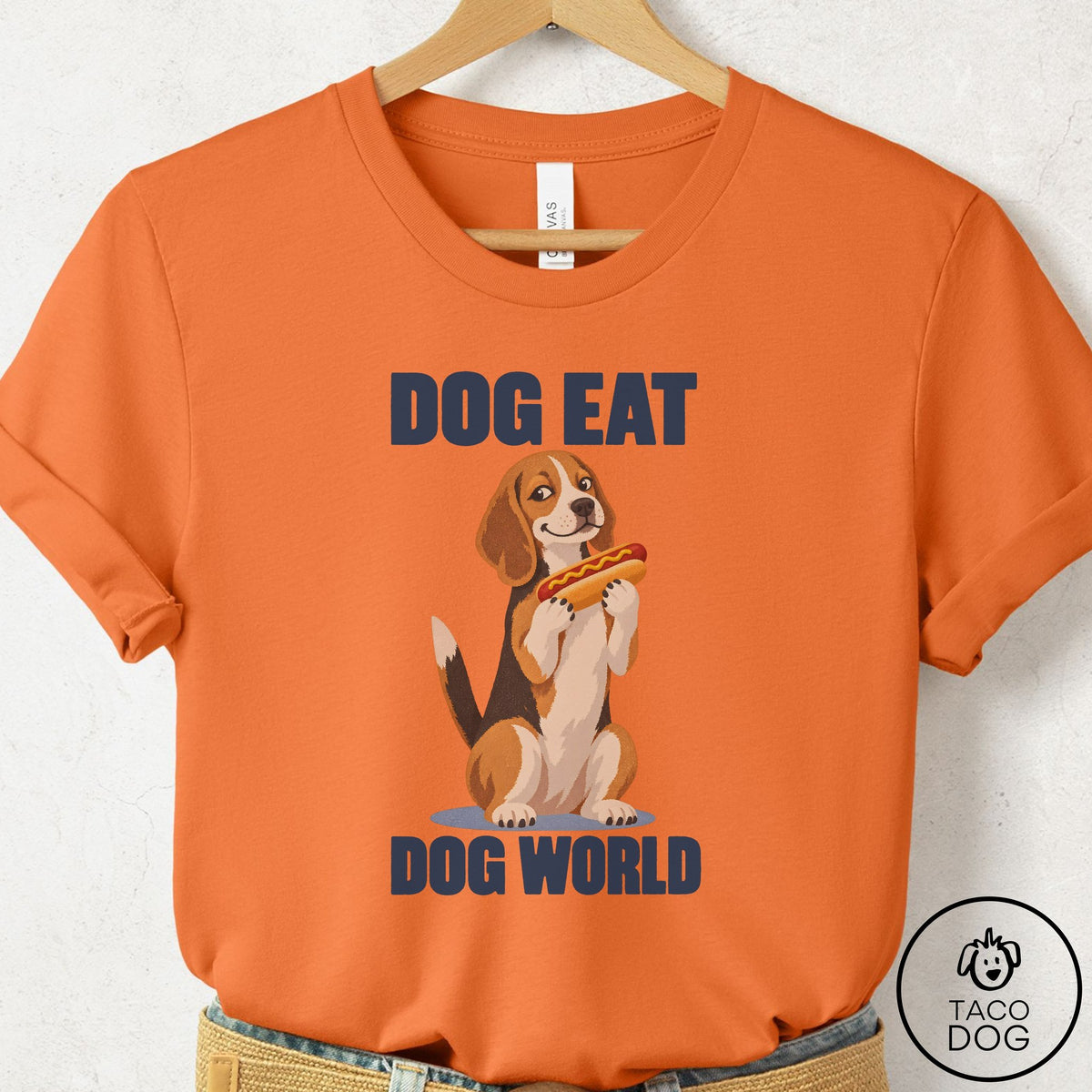 Beagle Dog Eat Dog T-Shirt Burnt Orange Taco-Dog