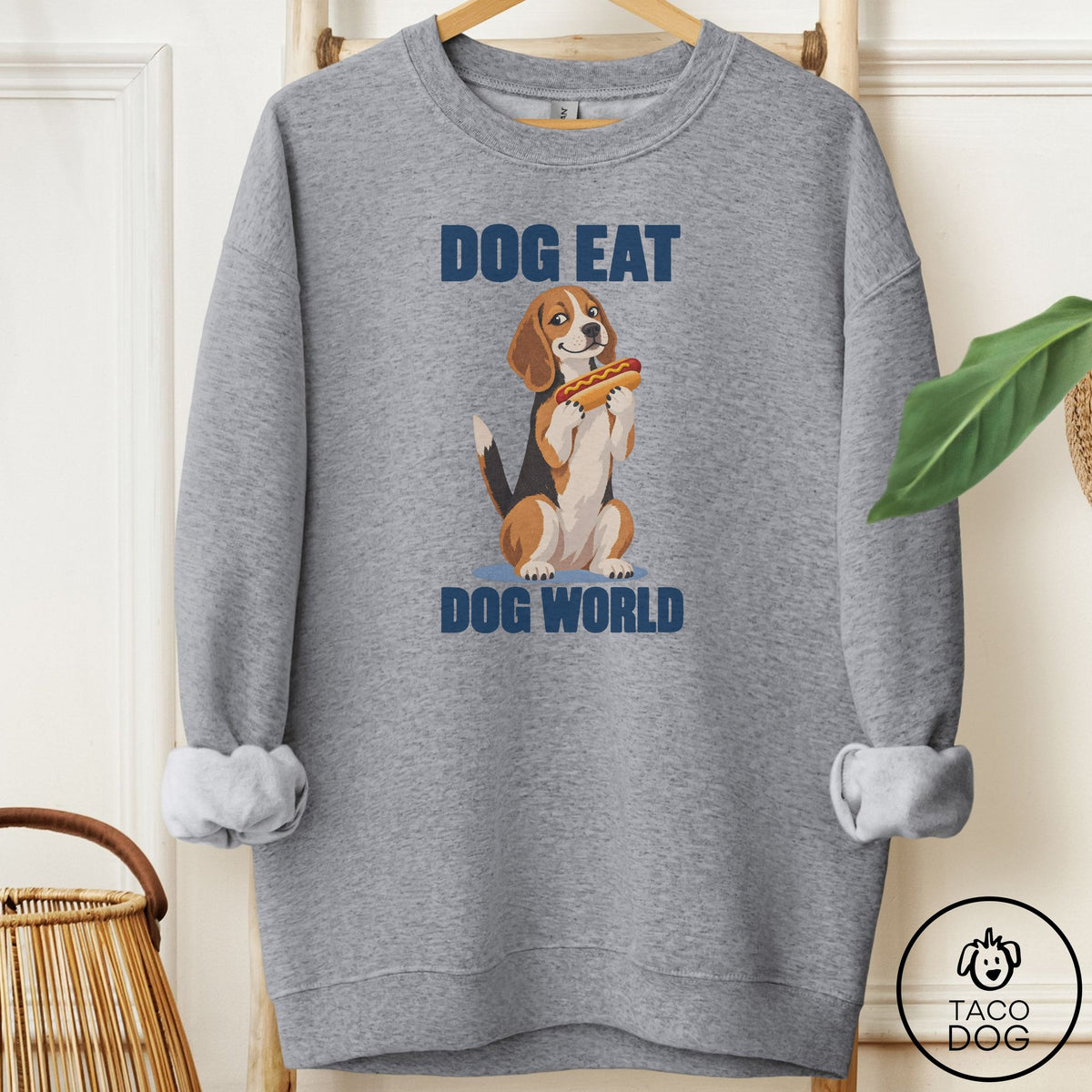 Beagle Dog Eat Dog Sweatshirt Graphite Heather Taco-Dog