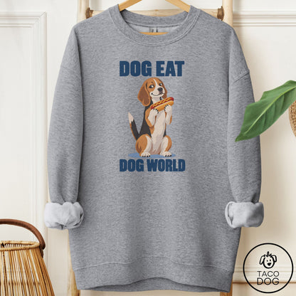 Beagle Dog Eat Dog Sweatshirt Graphite Heather Taco-Dog