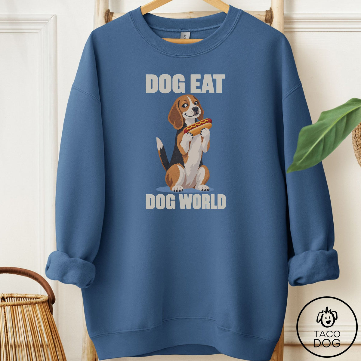 Beagle Dog Eat Dog Sweatshirt Indigo Blue Taco-Dog