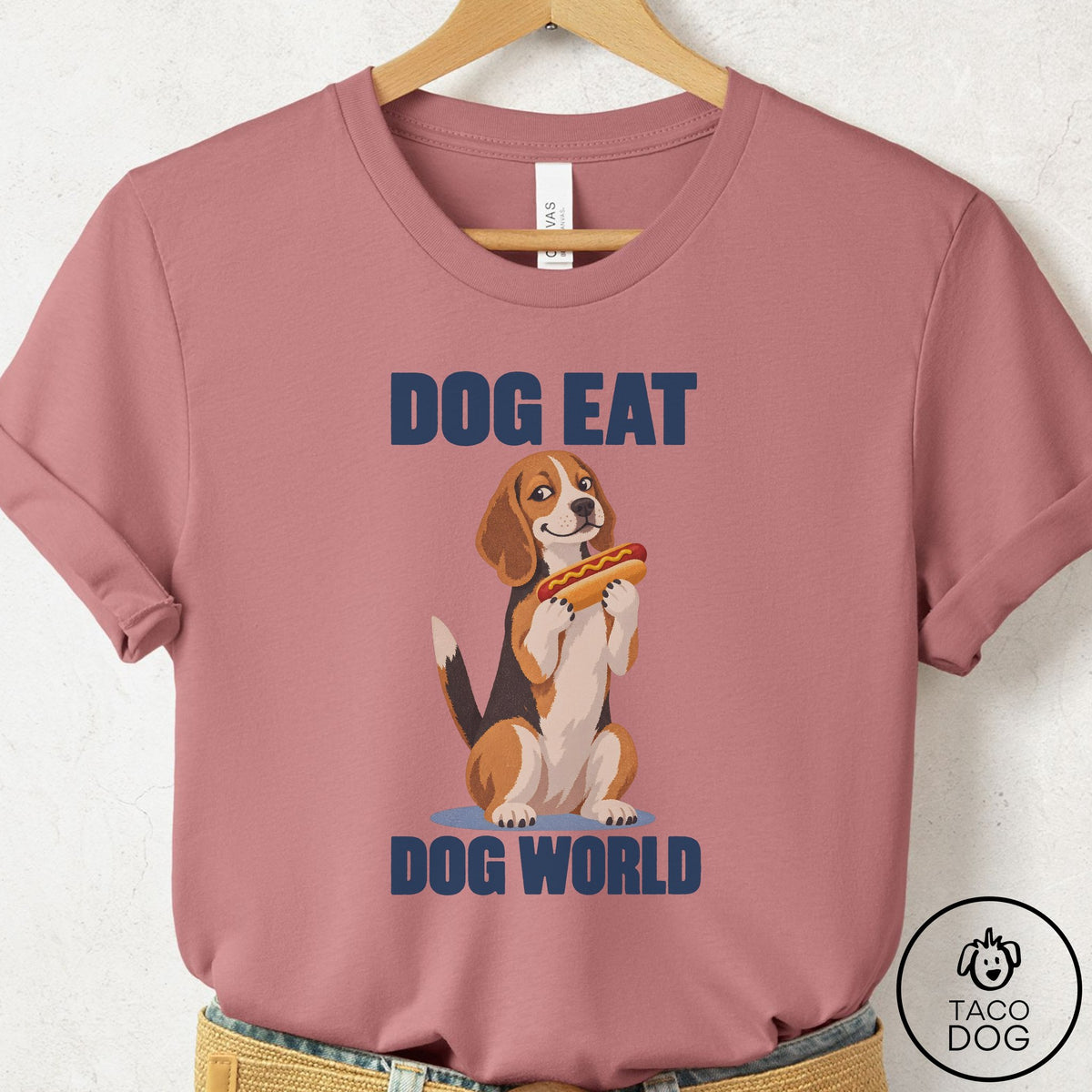Beagle Dog Eat Dog T-Shirt Mauve Taco-Dog