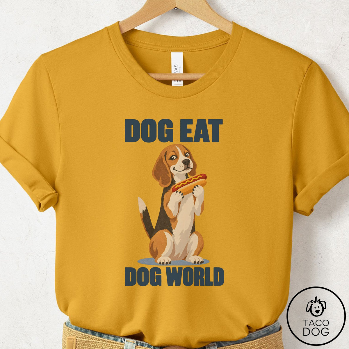 Beagle Dog Eat Dog T-Shirt, design close-up