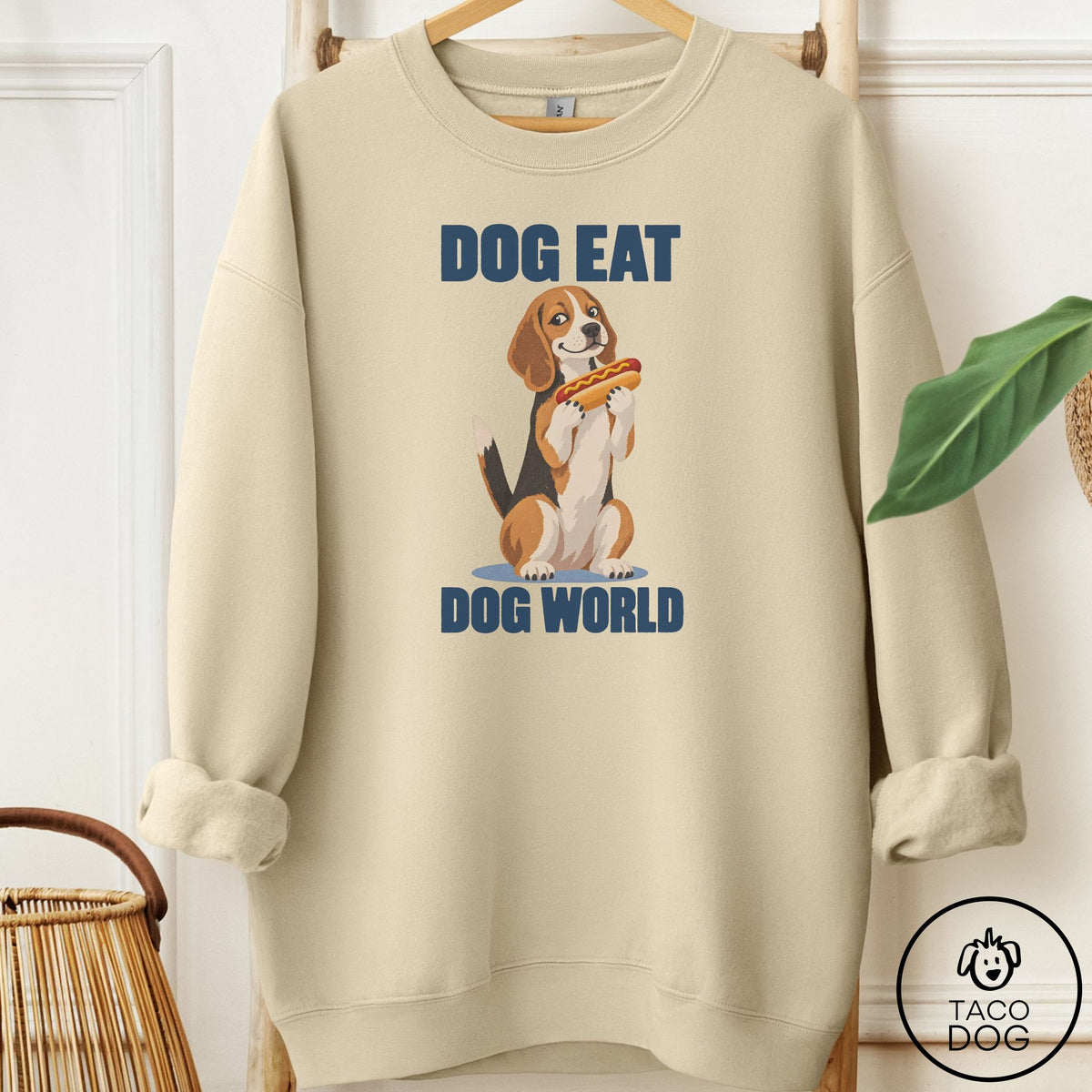 Beagle Dog Eat Dog Sweatshirt Sand Taco-Dog