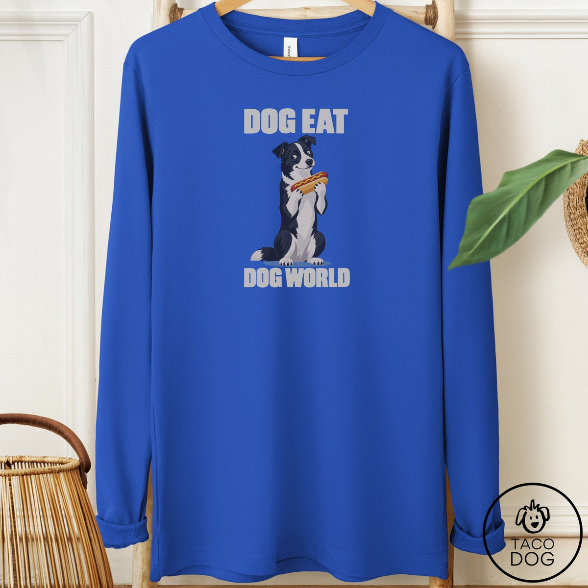 Border Collie Dog Eat Dog Long Sleeve Tee True Royal Taco-Dog