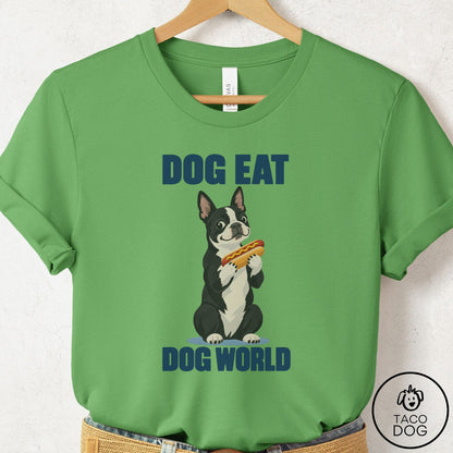 Boston Terrier Dog Eat Dog T-Shirt Leaf Taco-Dog