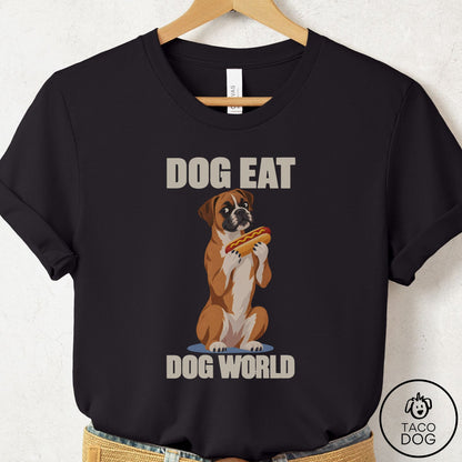 Boxer Dog Eat Dog T-Shirt Black Taco-Dog