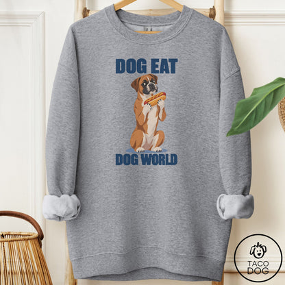 Boxer Dog Eat Dog Sweatshirt Graphite Heather Taco-Dog