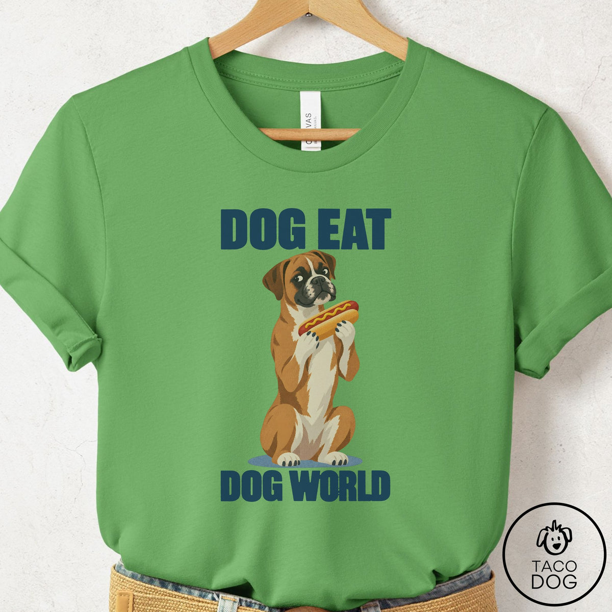 Boxer Dog Eat Dog T-Shirt Leaf Taco-Dog