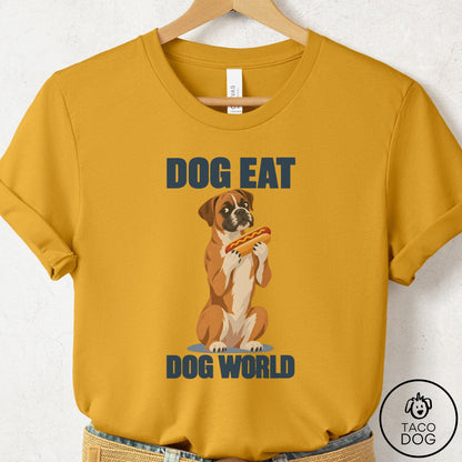 Boxer Dog Eat Dog T-Shirt Mustard Taco-Dog