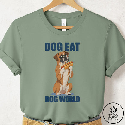 Boxer Dog Eat Dog T-Shirt Sage Taco-Dog