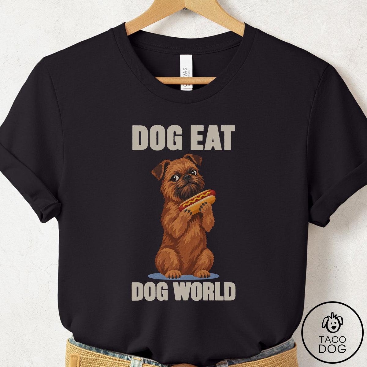 Brussels Griffon Dog Eat Dog T-Shirt Black Taco-Dog