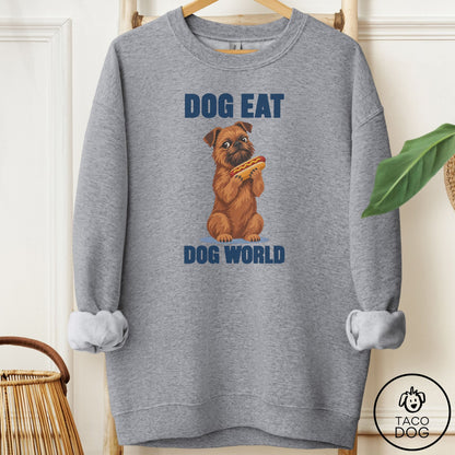 Brussels Griffon Dog Eat Dog Sweatshirt Graphite Heather Taco-Dog